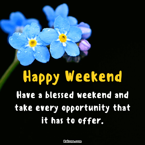 friday and weekend blessings blue flower image